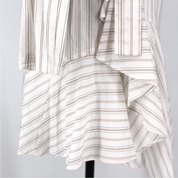 NWOT A.L.C. Enzo Striped Cotton-Blend Poplin Mini Wrap Dress Size 6 - Picture 12 of 16